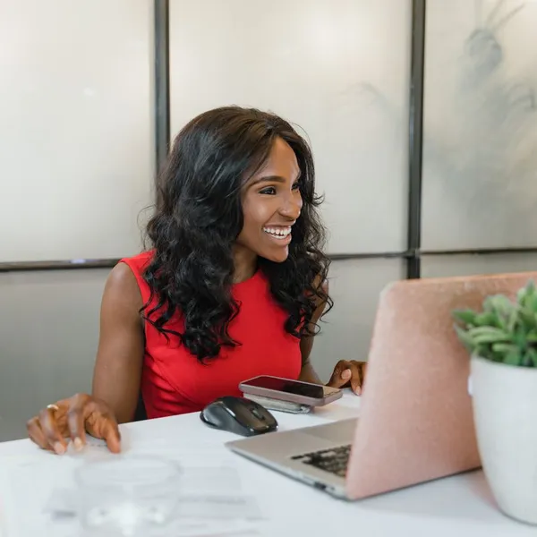 Small business owner reviewing her finances