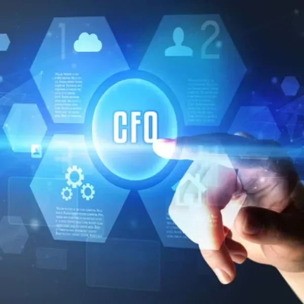 Financial advisor reviewing CFO strategy and forecasting data